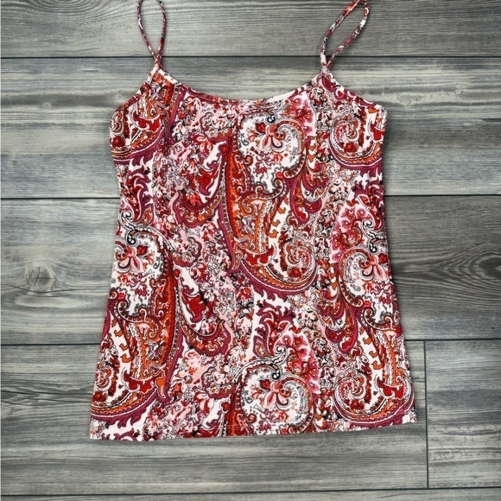 Ann Taylor LOFT Paisley Print Spaghetti Strap Top Size Medium